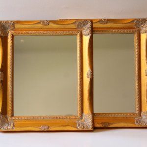 Set of Gold Mirror Tray - Ornate Vanity Desk Mirror